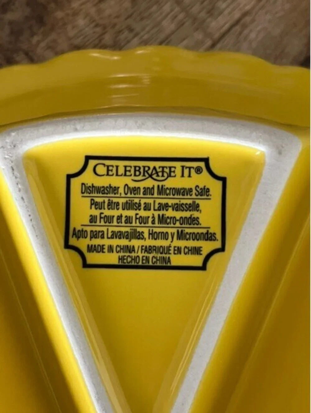 Celebrate It Yellow Ceramic Sectioned Serving Tray